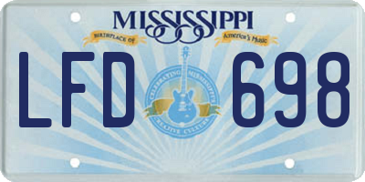 MS license plate LFD698