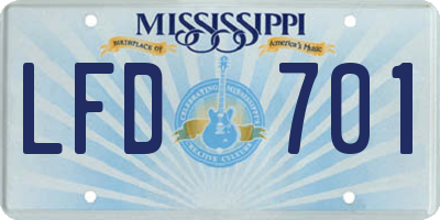MS license plate LFD701