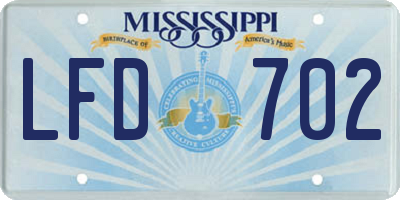 MS license plate LFD702