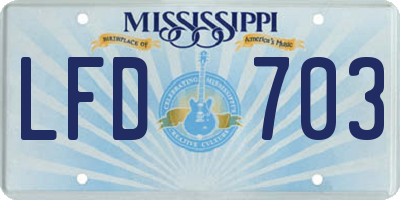 MS license plate LFD703