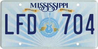 MS license plate LFD704