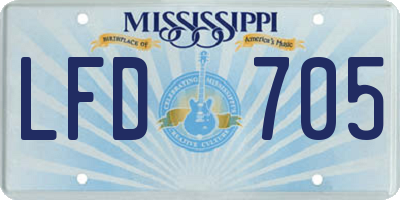 MS license plate LFD705