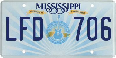 MS license plate LFD706