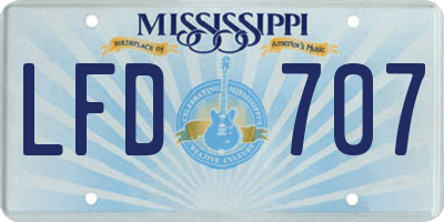 MS license plate LFD707