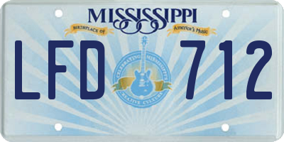 MS license plate LFD712