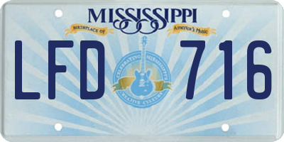 MS license plate LFD716