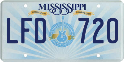 MS license plate LFD720