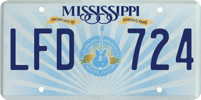 MS license plate LFD724