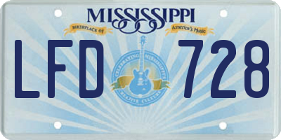 MS license plate LFD728