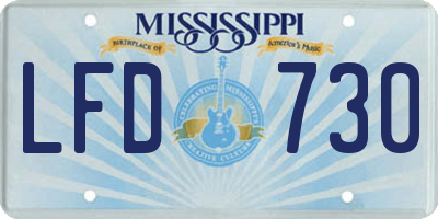 MS license plate LFD730