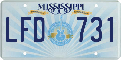 MS license plate LFD731