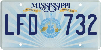 MS license plate LFD732