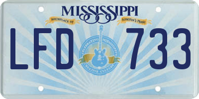 MS license plate LFD733