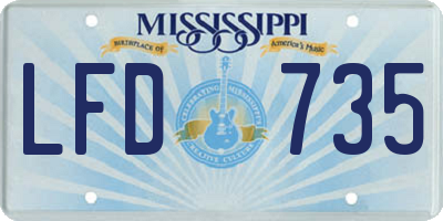 MS license plate LFD735