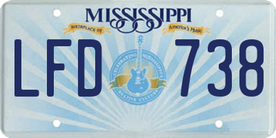 MS license plate LFD738