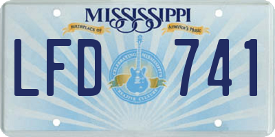 MS license plate LFD741