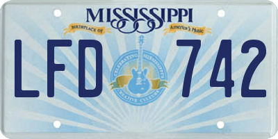 MS license plate LFD742
