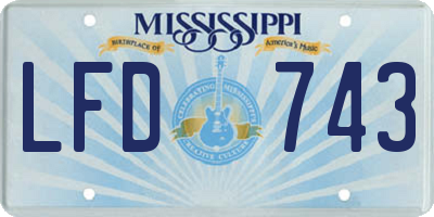 MS license plate LFD743