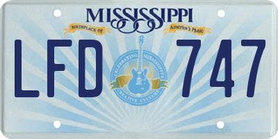 MS license plate LFD747