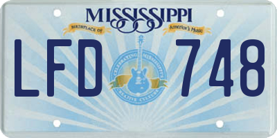 MS license plate LFD748
