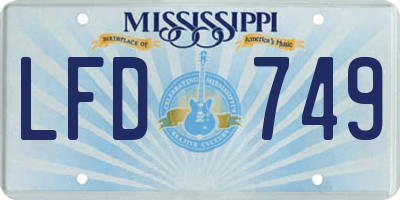 MS license plate LFD749