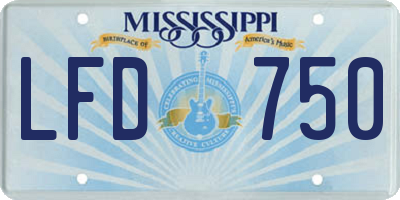 MS license plate LFD750
