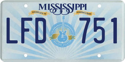MS license plate LFD751