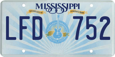 MS license plate LFD752