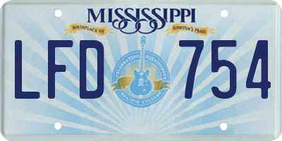 MS license plate LFD754