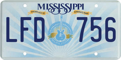 MS license plate LFD756