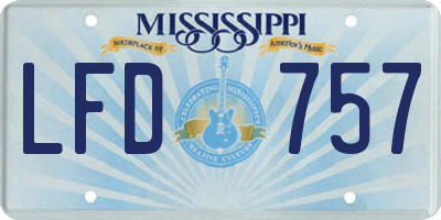 MS license plate LFD757