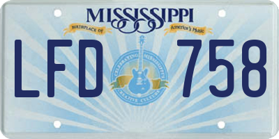 MS license plate LFD758