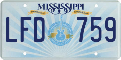 MS license plate LFD759