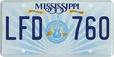 MS license plate LFD760