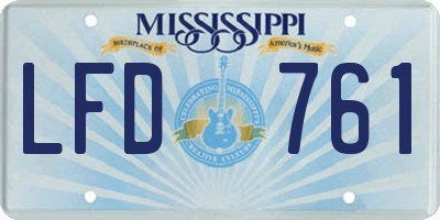 MS license plate LFD761