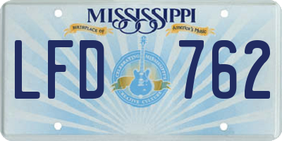 MS license plate LFD762