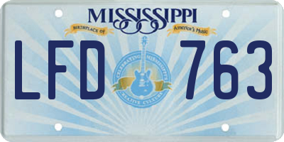 MS license plate LFD763
