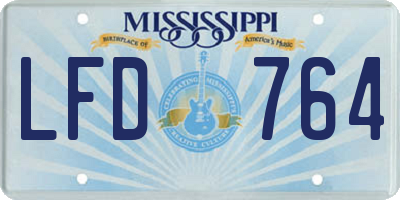 MS license plate LFD764