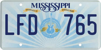 MS license plate LFD765