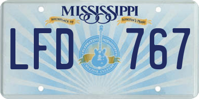 MS license plate LFD767