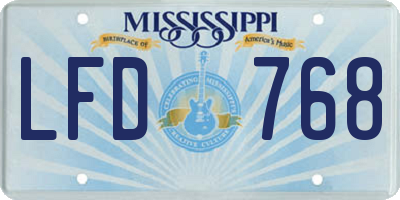 MS license plate LFD768