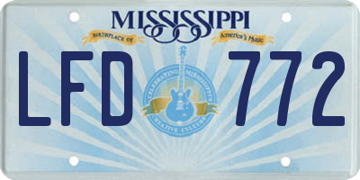 MS license plate LFD772