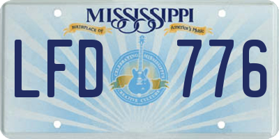MS license plate LFD776