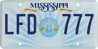 MS license plate LFD777