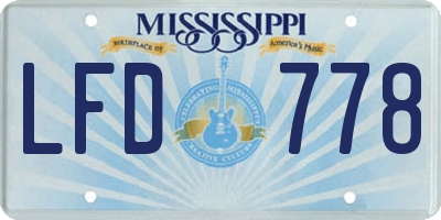 MS license plate LFD778