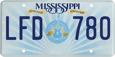 MS license plate LFD780