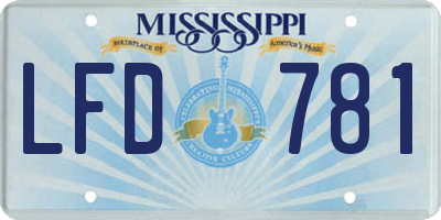 MS license plate LFD781