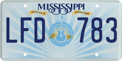 MS license plate LFD783