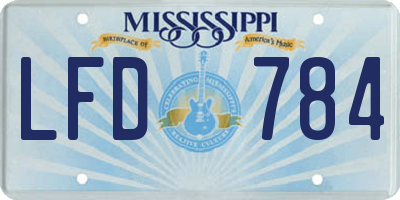 MS license plate LFD784