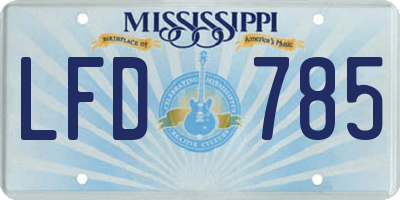 MS license plate LFD785
